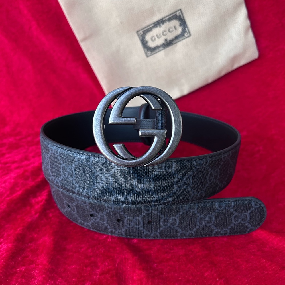 Gucci Black Monogram Men's Belt 95/38